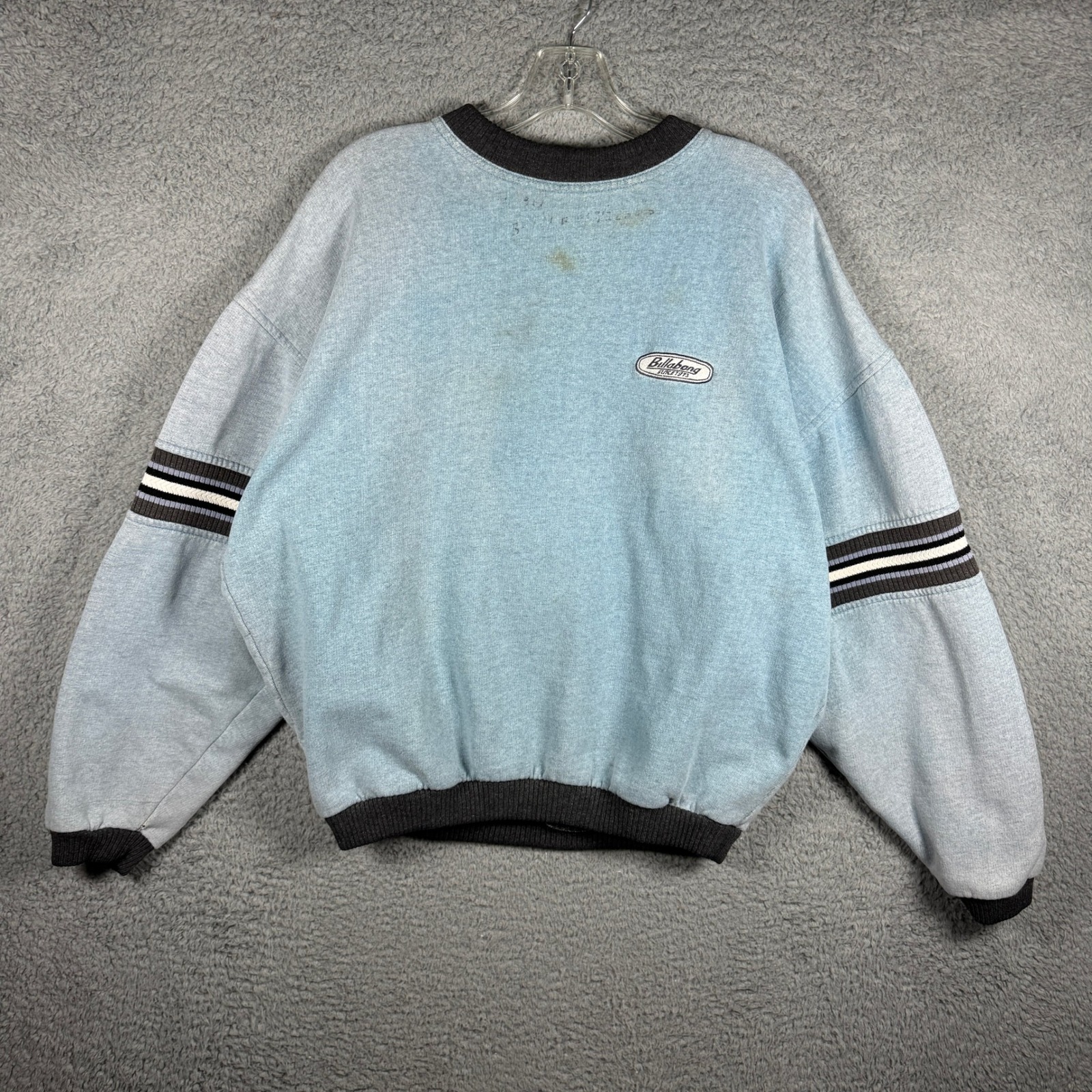 Vintage Rare Billabong Men Blue Crewneck Sweatshirt 90s Surf Skate Stripe Medium